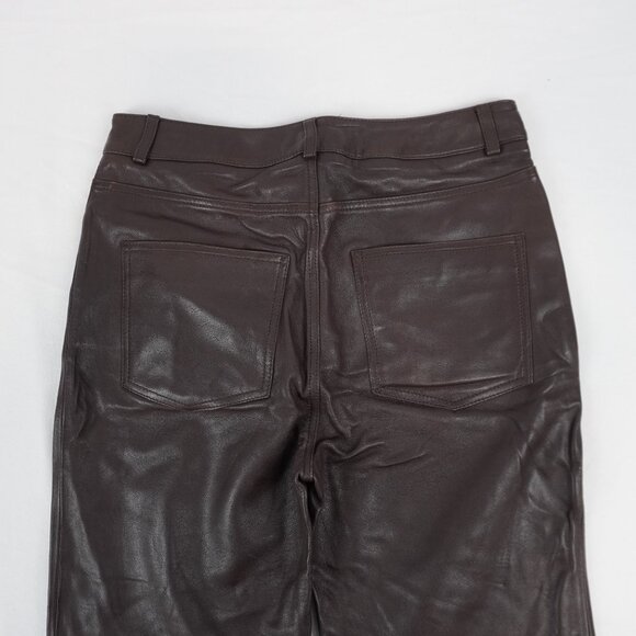 Maje Plutoma Flared Leather Trousers In Marron Brown Women's Size EU 38 - NWT - Picture 3 of 12
